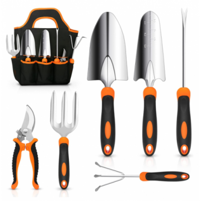 Garden Tool Set Stainless Steel Heavy Duty Gardening Tool Set With Non-slip Rubber Grip Storage Tote Bag Outdoor Hand Tools
